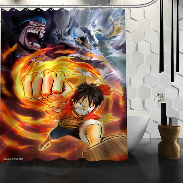Custom Classic One Piece Monkey D Luffy Bathroom Waterproof Shower