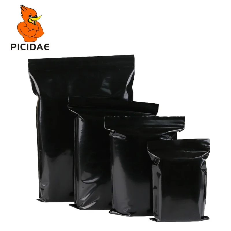 

Organizer Makeup Kitchen Power Bank Jewelry Lingerie Storage Bolsos Plastic Bag Zip Lock Rangement Closer Bags opaque black Food