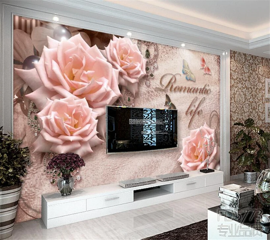 Beibehang Custom Tapete Schone Retro Rose Schmuck Blume Schlafzimmer Schlafzimmer Wohnzimmer Tv Wand 3d Tapete Papel De Parede Papel De Parede De Paredecustom Wallpaper Aliexpress