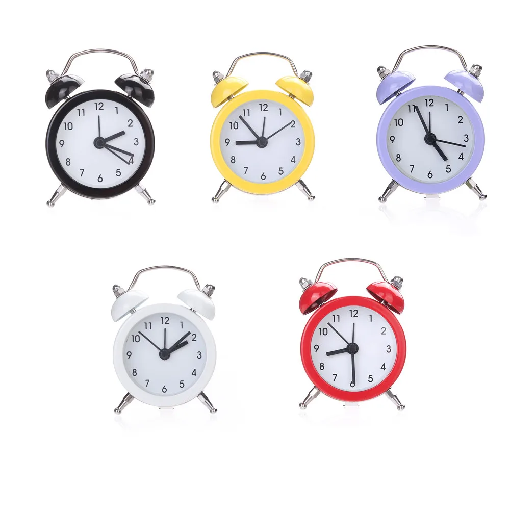 

Small Bed Alarm Clock Twin Bell Silent Alloy Stainless Metal Alarm Clock Digitale Creative Cute Mini Metal Alarm Clock B1