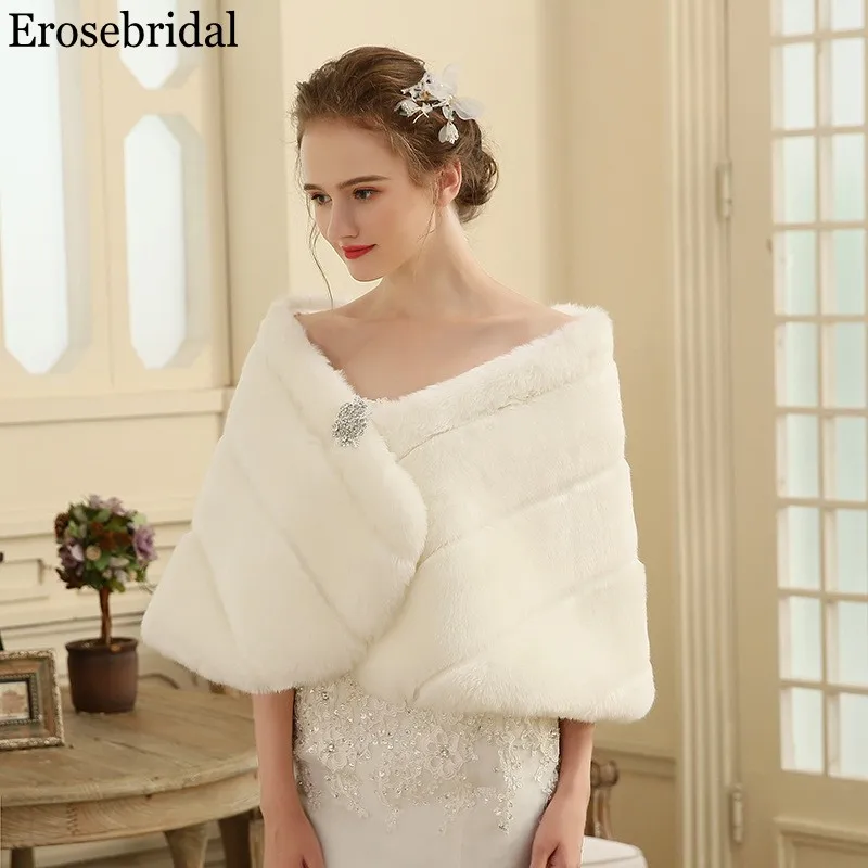 Erosebridal Новинка 2019 года Болеро для женщин Мех животных шаль элегантные свадебные накидка для взрослых вечерние накидки 48 часов