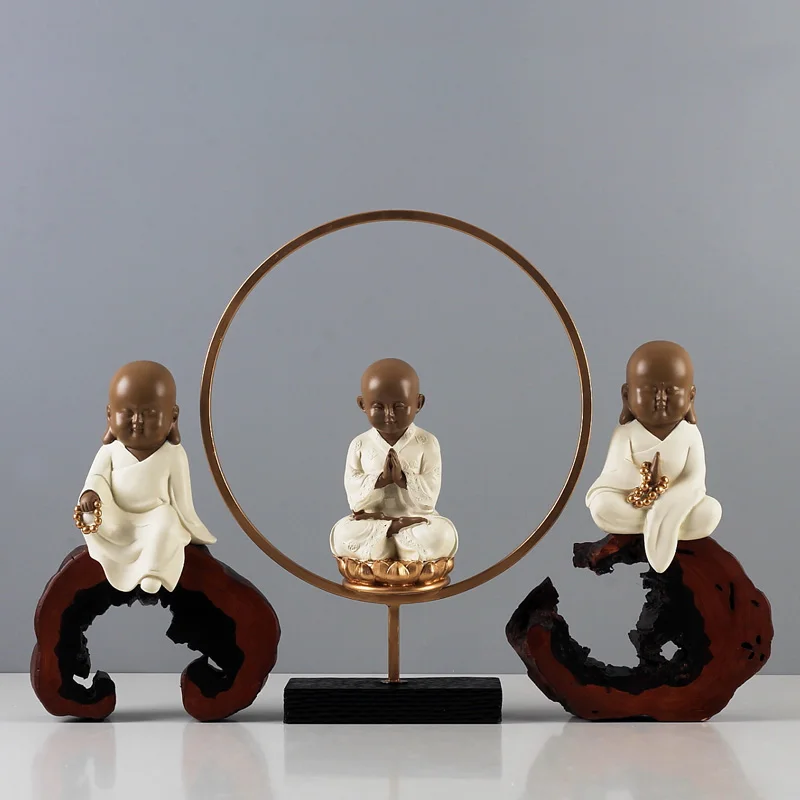 

Buddha Monk Statue Monk Figurine Chinese Classical Candlestick Zen Monk Crafts Home Decorative Ornaments Miniatures
