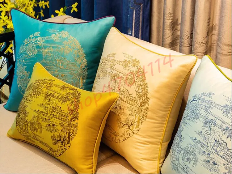 

New Chinese style, embroidery, imperial garden pillow, back cushion, cushion, exquisite Household Art