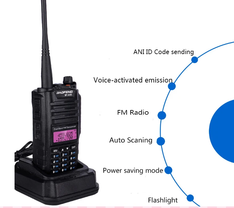 Baofeng BF-A58 рация IP67 Водонепроницаемый 128CH Двойной диапазон УВЧ, СВЧ двухстороннее радио портативный радиопередатчик FM CB любительская радиостанция