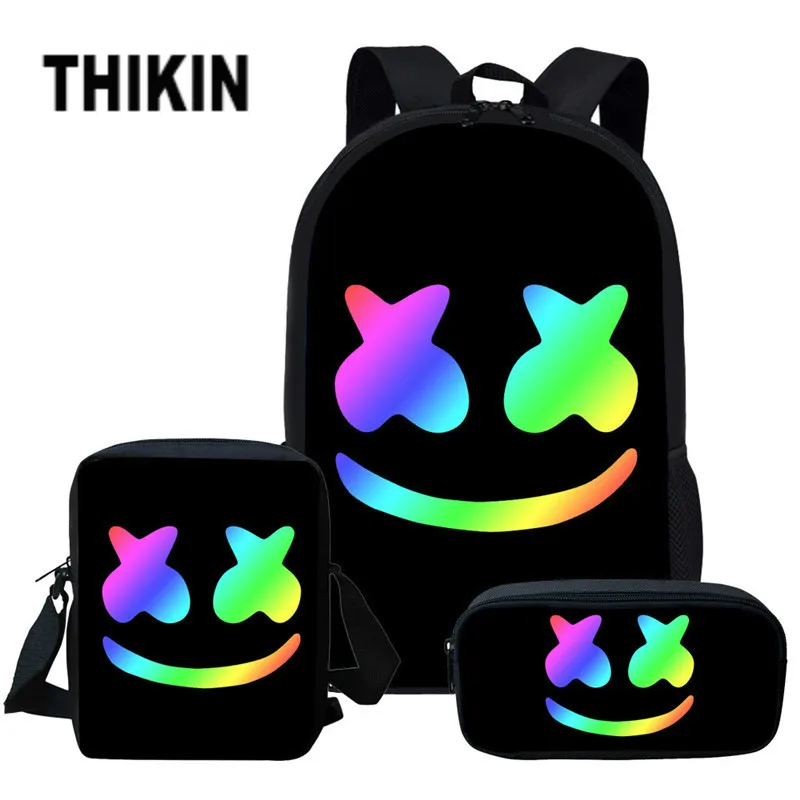 THIKIN 3D Dj Marshmello School Bags 3pcs/set Shoulder Bags School Bag Set Backpack for Teenage Boys Girls Student Mochila Custom THIKIN 3D Dj Marshmello School Bags 3pcs/set Shoulder Bags School Bag Set Backpack for Teenage Boys Girls Student Mochila Custom