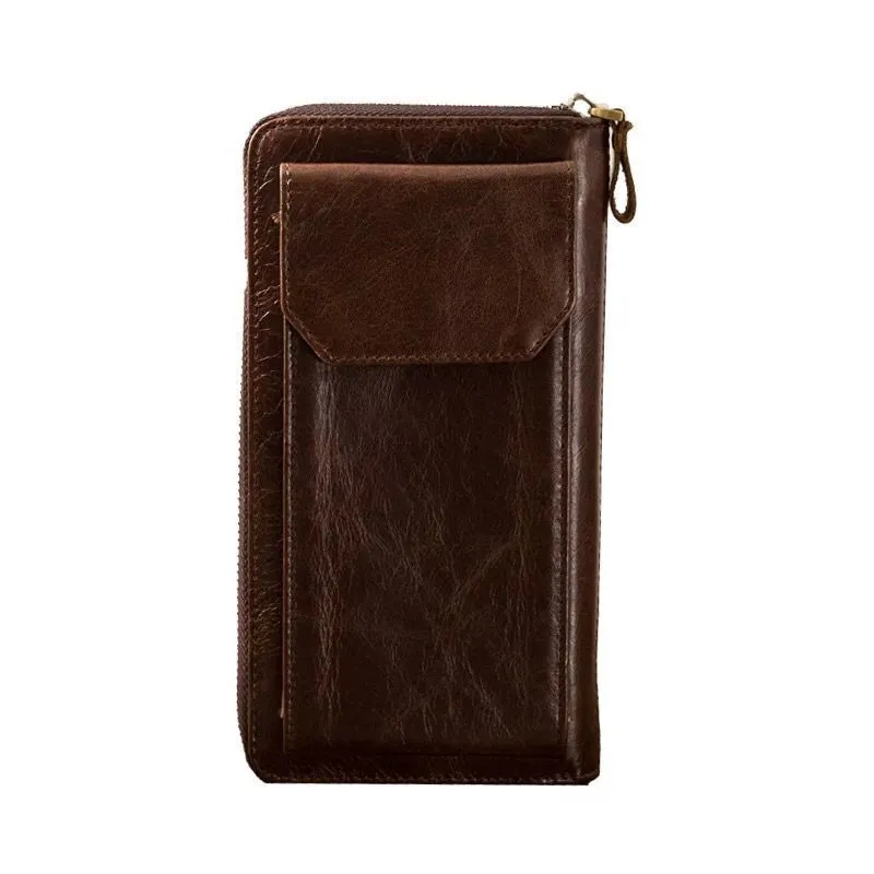 bit Brieftasche Brown Wachs card Rindsleder Leder Reißverschluss Öl Alacchnv Geldbörse Retro Männer Erste Schicht 0007d Multi Langen Hand Absatz xzRU4w6