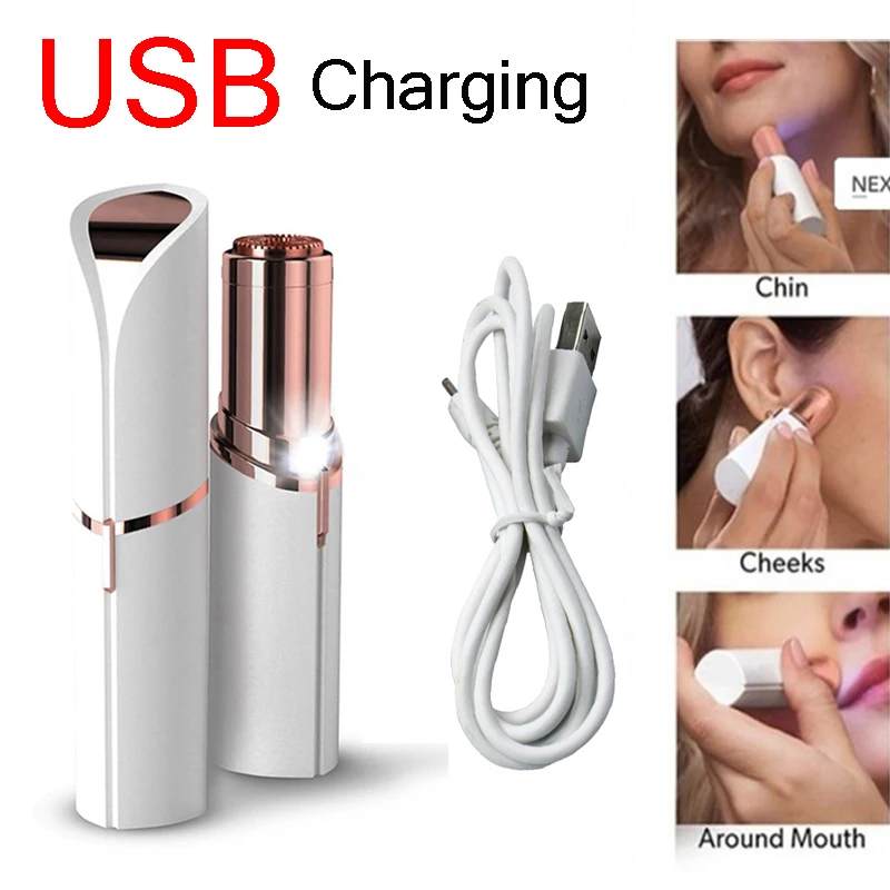 

Razor Women Upper Lip Cheeks Lipstick Mini Shaver Eyebrow Epilator Face safety Razor Electric Painless Hair Removal