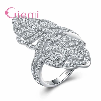 

Gorgeously Shimmering Sparkling Jewelry 925 Sterling Silver Accessories Senior Finger Rings For Ladies/Female Partner Gift