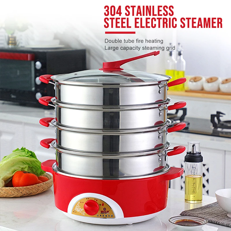 

2019 Drop Shpping Steam Pot 304 Stainless Steel Electric Steamer Simple and Stylish Versatile Use Water Shortage