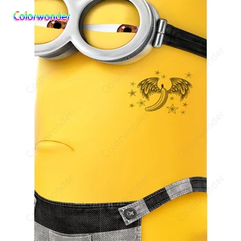 

Photography Background Cartoon Film Character Yellow Bad Guy Minion with Banana Tattoo Wearing Black and Sliver Cloth Backdrops