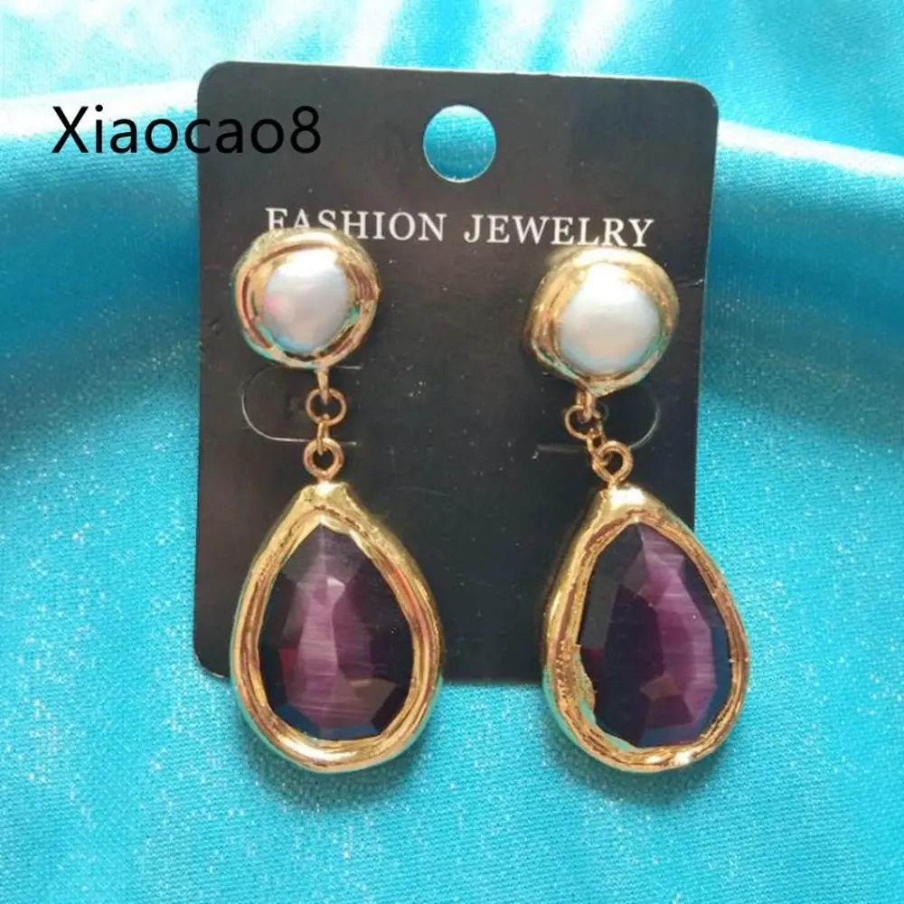 

Trendy Long Drop Stone Earring with Nature Pearl Women Girls Elegant Statement Earrings 2019 Fashion Indian Jewelry Brincos