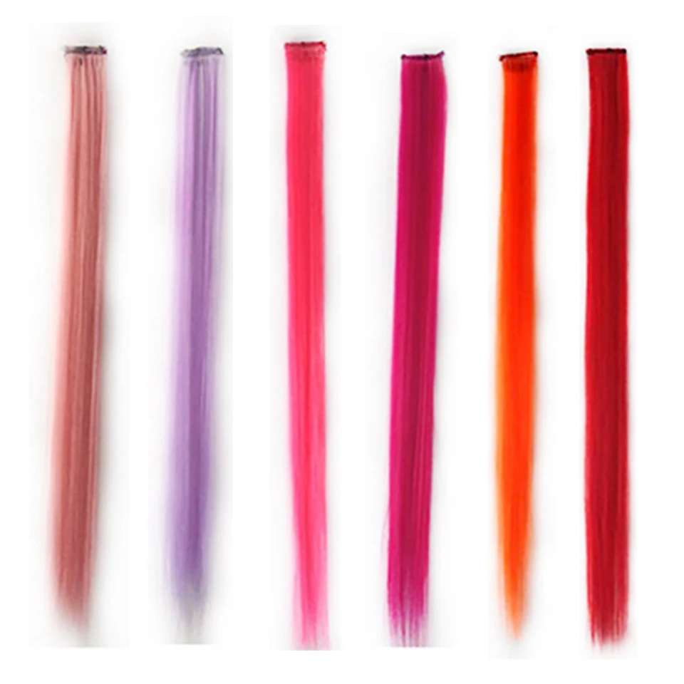 Allaosify Long Straight 1 Clip In Hair Fake Hairpieces Heat Resistant Synthetic Fake Hair Only One piece