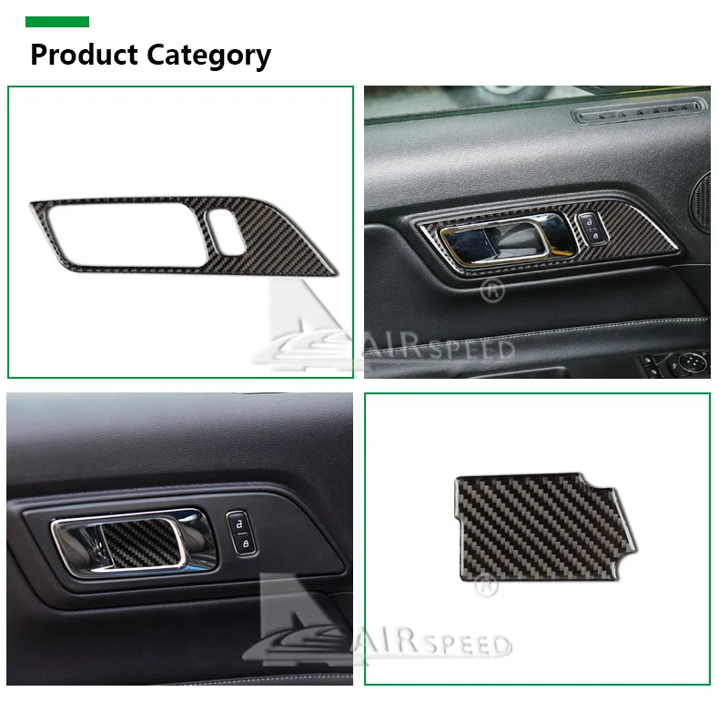 Airspeed carbon fiber Door inner Handles Door Bowl Decorative for Ford Mustang Car Stickers Car-Styling 2015 2016 2017