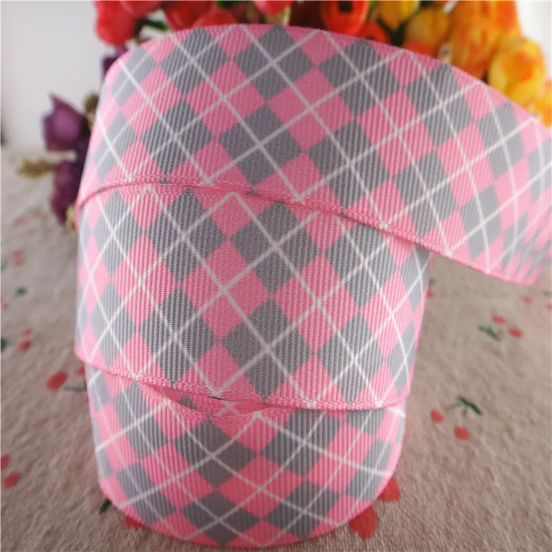 18032210 1" 25mm or 1.5" 38mm 5 yards/lot lattice printed grosgrain ribbons grid ribbon DIY handmade materials ribbon decoration ribbon supplies grosgrain ribbon