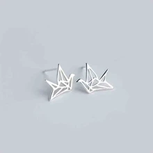 MloveAcc Мода Дружба 925 пробы серебро Симпатичные серьги-гвоздики оригами серьги кран для женщин Симпатичные Птицы вечерние подарок