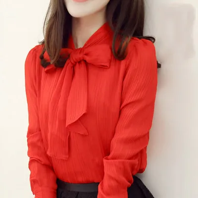 

Mr.nut spring and autumn with bow long-sleeved blouse Chiffon Office Lady Cotton women shirts