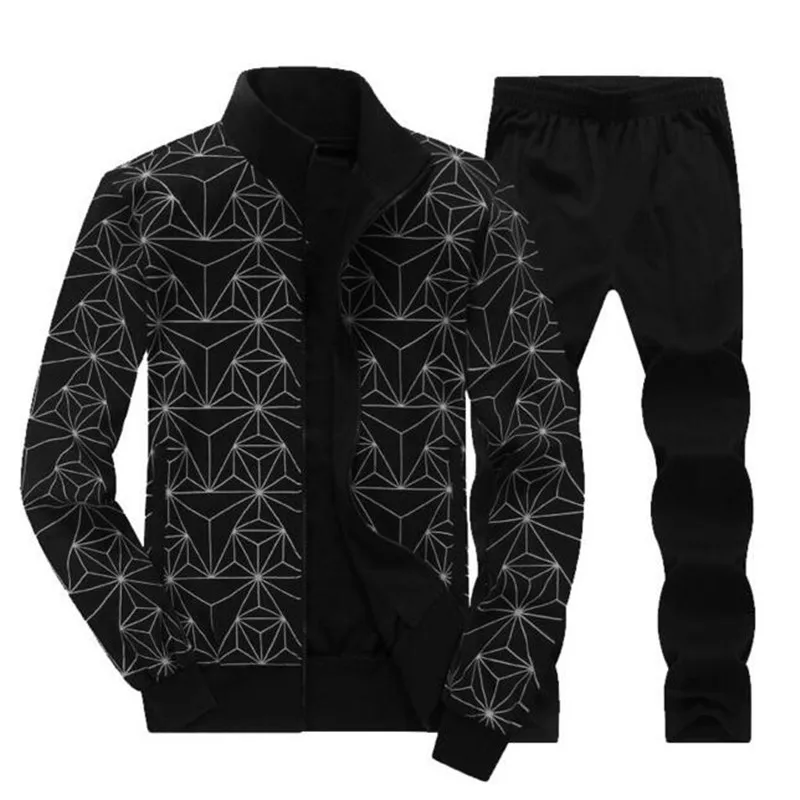 

2019 Fashion New Sporting Suit Men Spring Autumn Casual Sweatshirt+Sweatpants Two Pieces Sets Tracksuit Male Jacket Sportswear