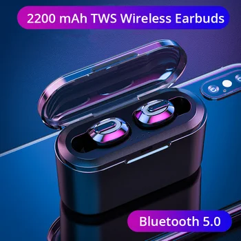 

Wireless Bluetooth Earphones 5.0 Stereo IPX5 Gaming Headset Wireless Headphones Earbuds with Charging Box 2200 mAh power bank