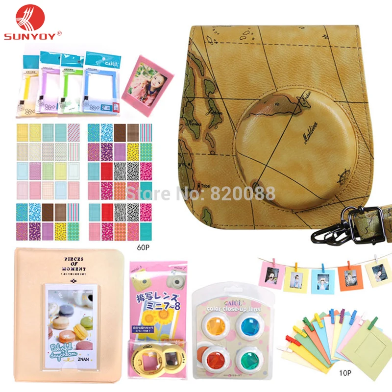 

Floral Map Bohemai Pattern Camera Case Bag with Filters Album Hang Frames Selfie Lens Film Frames for Fujifilm Instax Camera