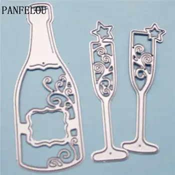 

PANFELOU Bottle glass metal crafts paper die cutting dies for Scrapbooking/DIY wedding Halloween Hand account cards