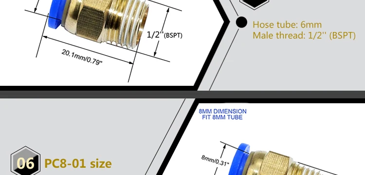 Пневматический шланг 8 мм 6 мм 4 мм 10 мм 1/" BSPT 1/2" 1/" 3/8" M5 с наружной резьбой соединитель воздушной трубы быстрое соединение латунный фитинг