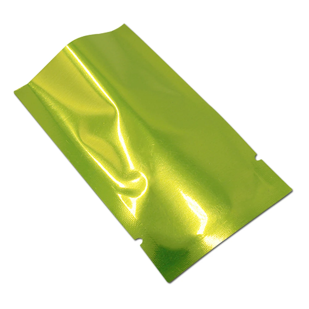 

DHL 2500Pcs/ Lot Green Open Top Mylar Bags for Tea Snack Coffee Powder Storage Glossy Aluminum Foil Heat Seal Vacuum Pocket Bag