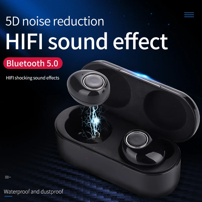 

RIKYA K15 Earphone Bluetooth 5.0 Gaming Cordless for Phone Ear buds Headset with Charging Compartment