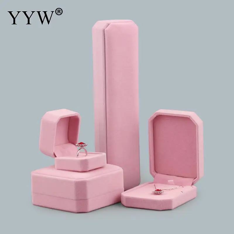 10PC Jewelry Box 2018 Fashion Bracelet Necklace & Pendant Ring Boxes Pink Velvet Women Jewelry Box Display Packing Jewelry Gift
