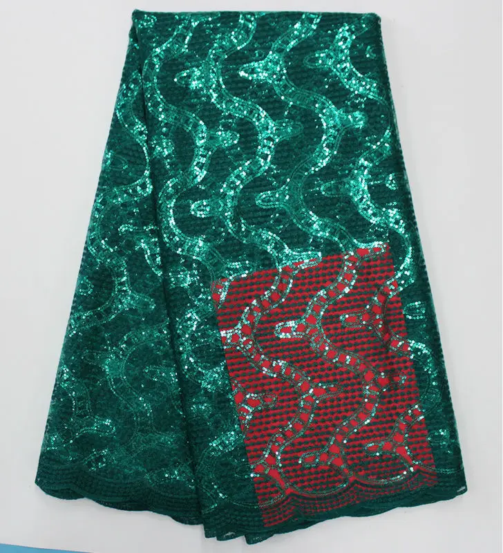 

Latest Teal African French Lace Fabric High Quality African Tulle Lace Fabric with Sequins For Wedding Dress Wholesale Net Lace