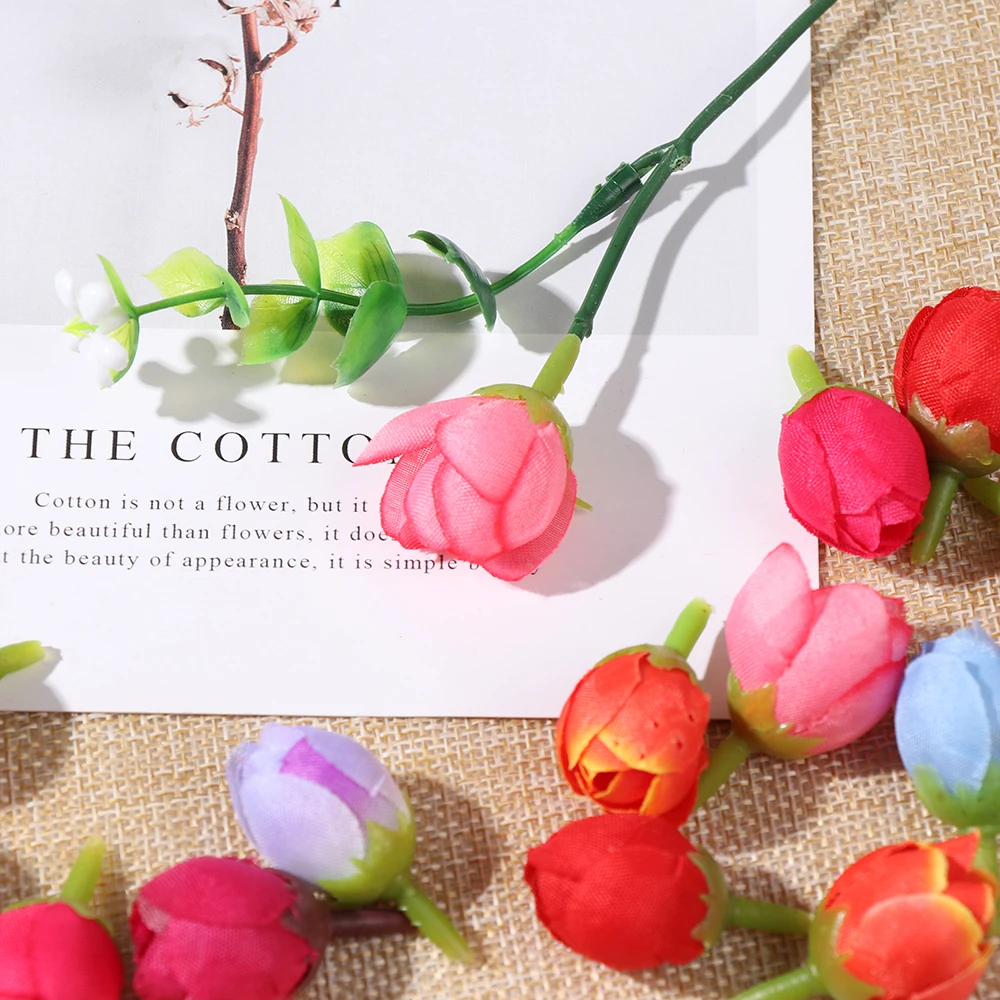 

20PC Silk Mini Rose Cloth Artificial Flower Bouquet Floral Head For Wedding Party Home Decoration Marriage Cloth Accessories