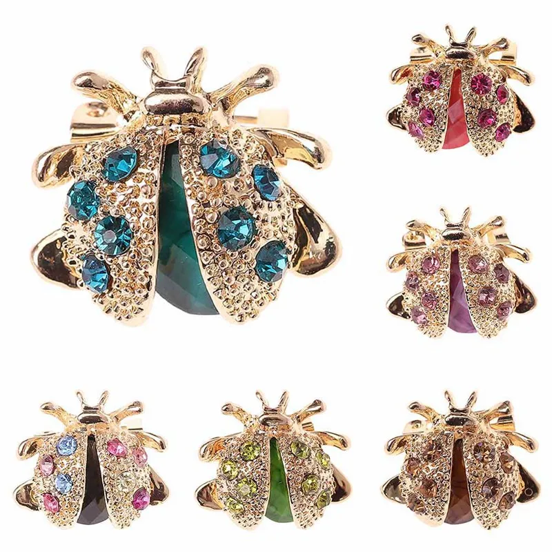 

1Pcs New Small Ladybird Colorful Crystal Rhinestones Brooch Pins For Women Or Girls Free Shipping