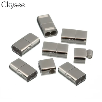 

Ckysee 1 PC/lot Double Hole Size 4/6mm Magnetic Clasps Fit Leather Cord Bracelets End Caps Connectors Diy Jewelry Making