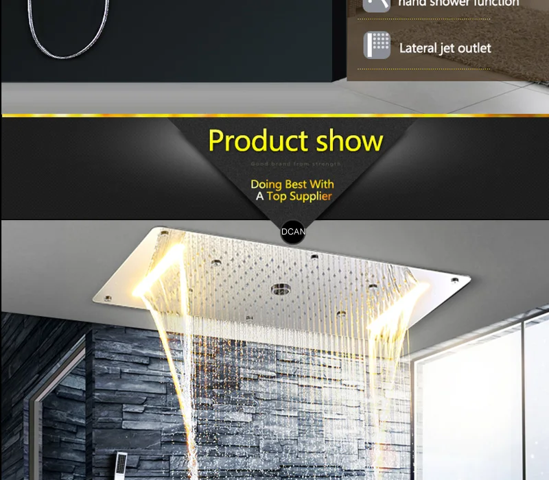 Embed Ceiling Rainfall Showers Set Massage Spray Led Electric Power Bathroom 5 Way Conceal Install Thermostatic Shower Faucets  (20)