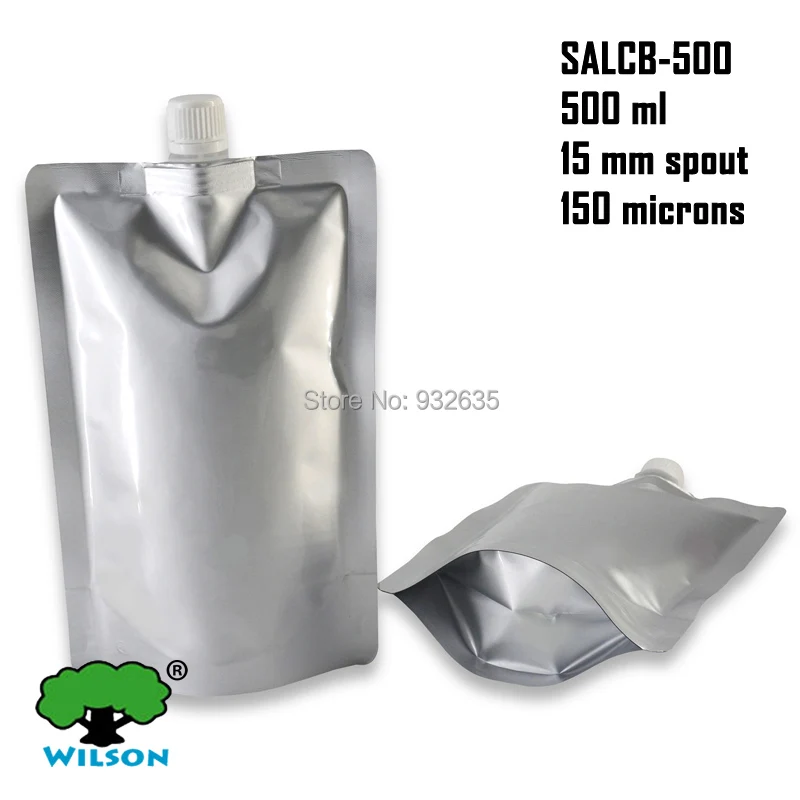 (500 Ml) Salbc500 Aluminum Foil Mylar Stand Up Spout Bag 20 Pcs (5.9
