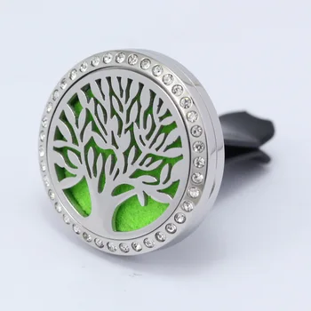 

2017 New Rhinestones Tree of Life (30mm) Car Diffuser Lockets 316 Stainless Steel Car Aroma Locket Free 30pcs Pads 6pcs/lot