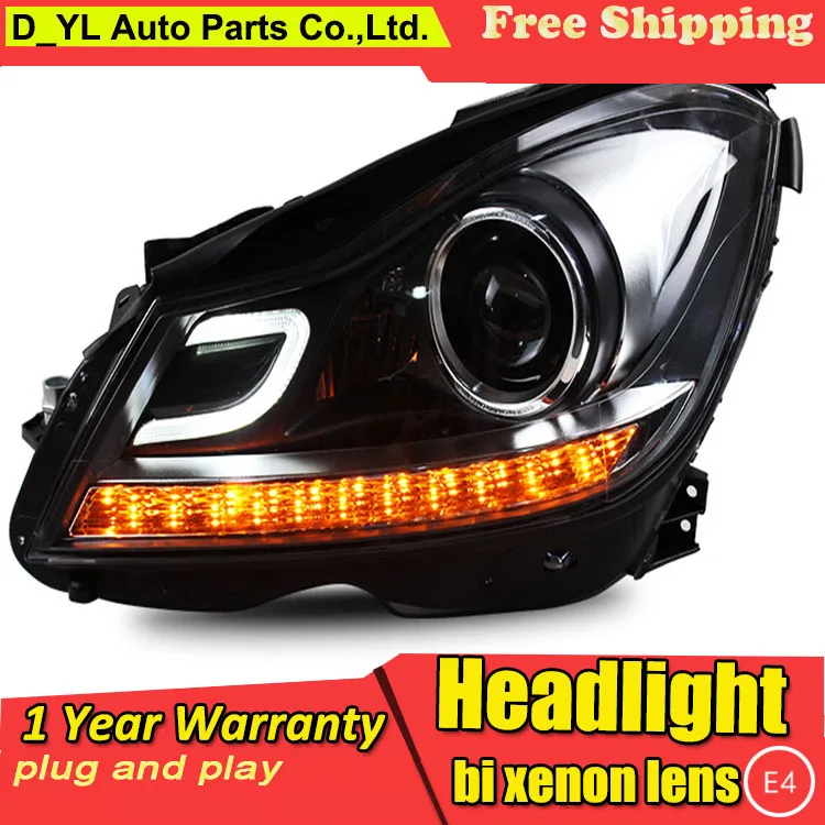 D_YL автомобильный Стайлинг для W204 C180 C200 C260 фары 2007-2013 светодиодный ные DRL линзы
