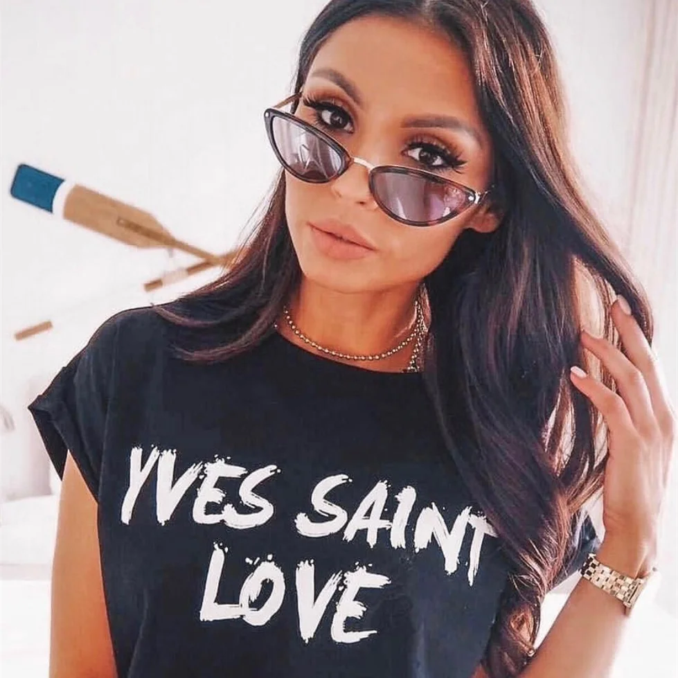

Saint Love Slogan T-Shirt Women Fashion Short Sleeves Cotton Tee