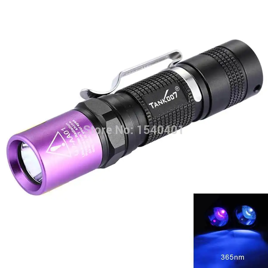 

Free Shipping Black light TANK007 UV flashlight Ultra Violet UV Torch linterna AA01-365nm/3w uv black light
