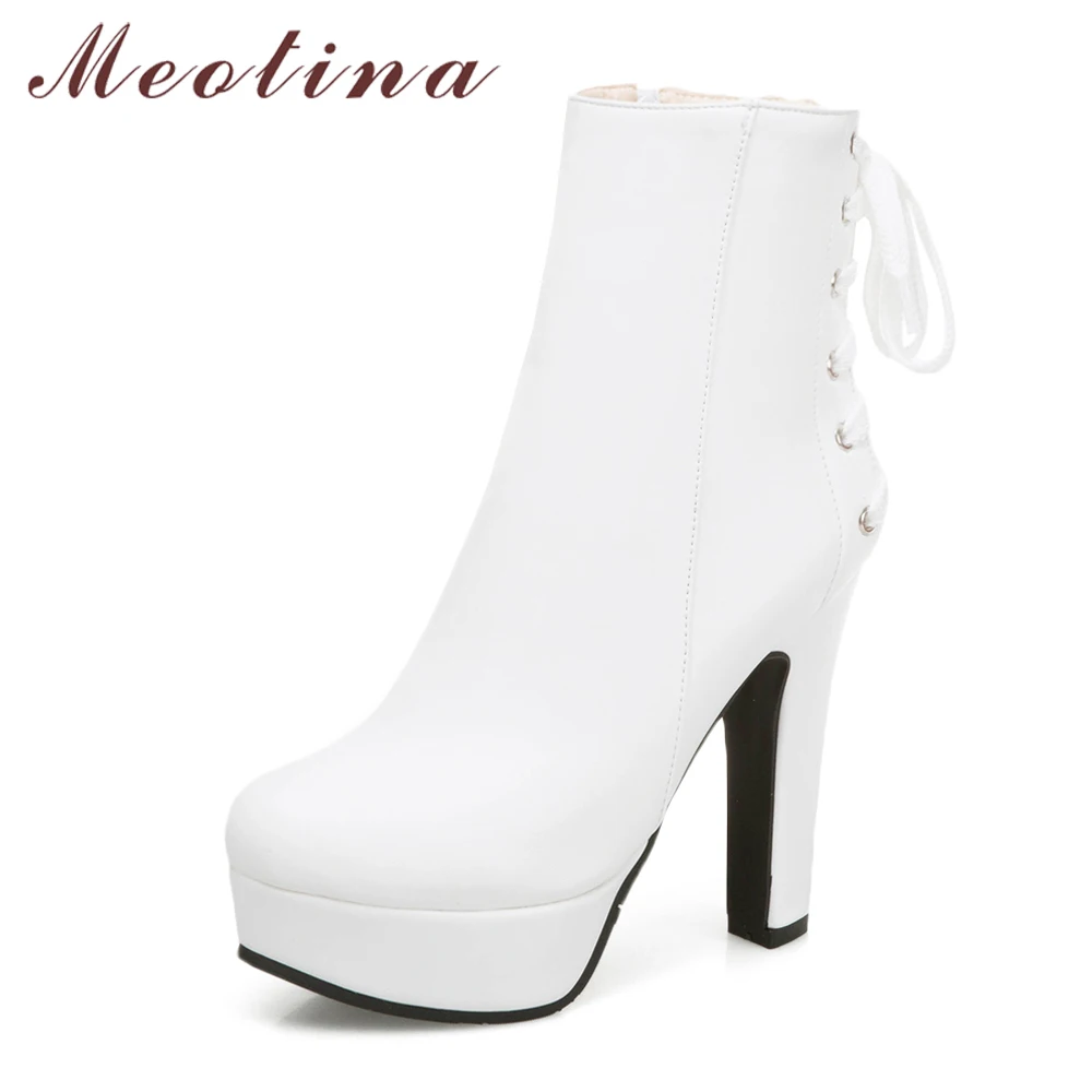 blanc La À Cheville Femmes Taille Arc Meotina Noir Plate Bottes 46 Jaune De forme Talons 12 Blanc 45 Plus D'hiver Zipper jaune Hauts Mode Moto wgvFxTv