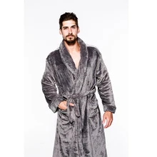 Фланелевые разноцветные мужские халаты, длинный халат, Мужская Зимняя Сексуальная ночнушка парная Пижама, одноцветная банная халат с длинными рукавами, ночная рубашка Da5408