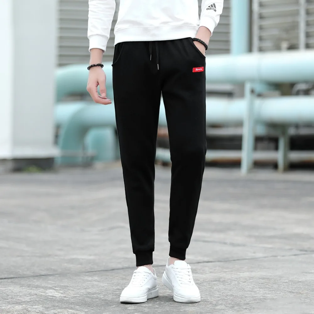 2019 Новые повседневные мужские брюки с принтом Спортивные брюки прилегающего кроя хлопковые Jogger весна осень Мужская спортивная одежда