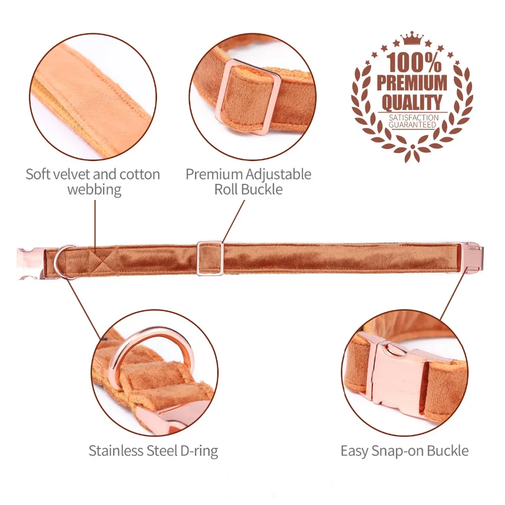 Online Unique Style Paws Christmas Dog Cat Collar Velvet Adjustable Collar and Leash Set