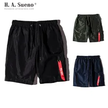 H. A. Sueno тонкие быстросохнущие MA1 мужские шорты уличные стиль Карго короткие брюки для мужчин однотонные повседневные мужские шорты Прямая /5
