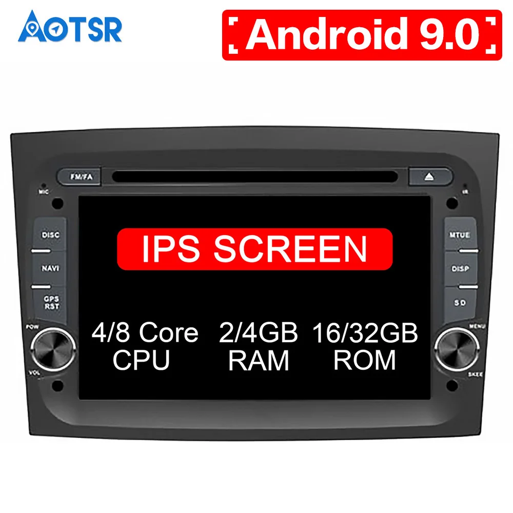 Top Aotsr Android 9.0 GPS navigation Car DVD Player For FIAT DOBLO 2016 2017 2018 multimedia 2 din radio recorder 4GB+32GB 2GB+16GB 4