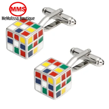 

MeMolissa Men's fashion jewelry square rubik's cube cufflinks French fashion color shirt sleeve cuff links