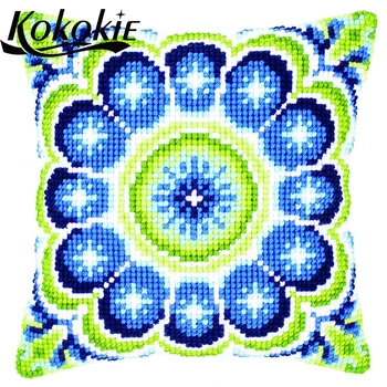 

handmade embroidery cushion cover kits cross stitch pillowcase fabric throw pillowcase Mandala pattern embroider needlework kits