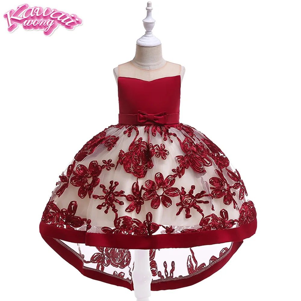 Short Front and Long Back Mesh Appliques Ball Gown 2019 Innovative Design Princess Style Popular Baby Girls Evening Dresses |