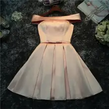 Классическое сексуальное короткое вечернее платье цвета шампанского с вырезом лодочкой, благородные атласные вечерние платья с короткими рукавами и открытыми плечами, vestido de festa