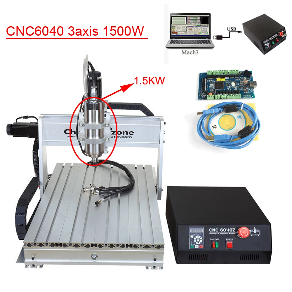 

CNC 6040 1500W 3 Axis CNC Router Engraver Engraving Machine Hobby Desktop Mini Aluminum with Cooling System