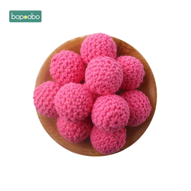 Bopoobo 20mm 10pcs Wooden Crochet Beads Chewable Beads DIY Wooden Teething Knitting Beads Jewelry Crib Sensory Toy Baby Teether 19